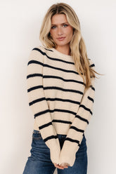 Rianne Knit Sweater | Cream + Navy Stripe